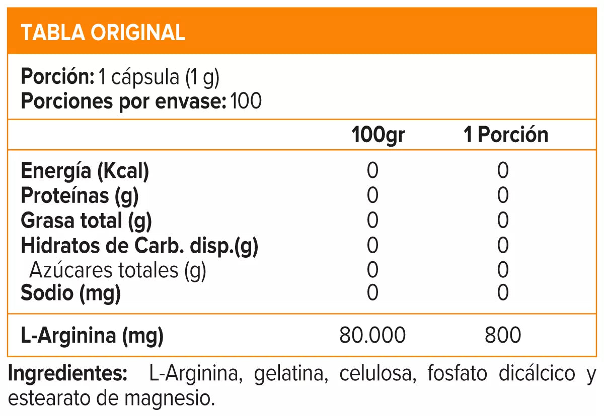 ARGININA POWER Platinum Series - 100 caps / 100 servicios