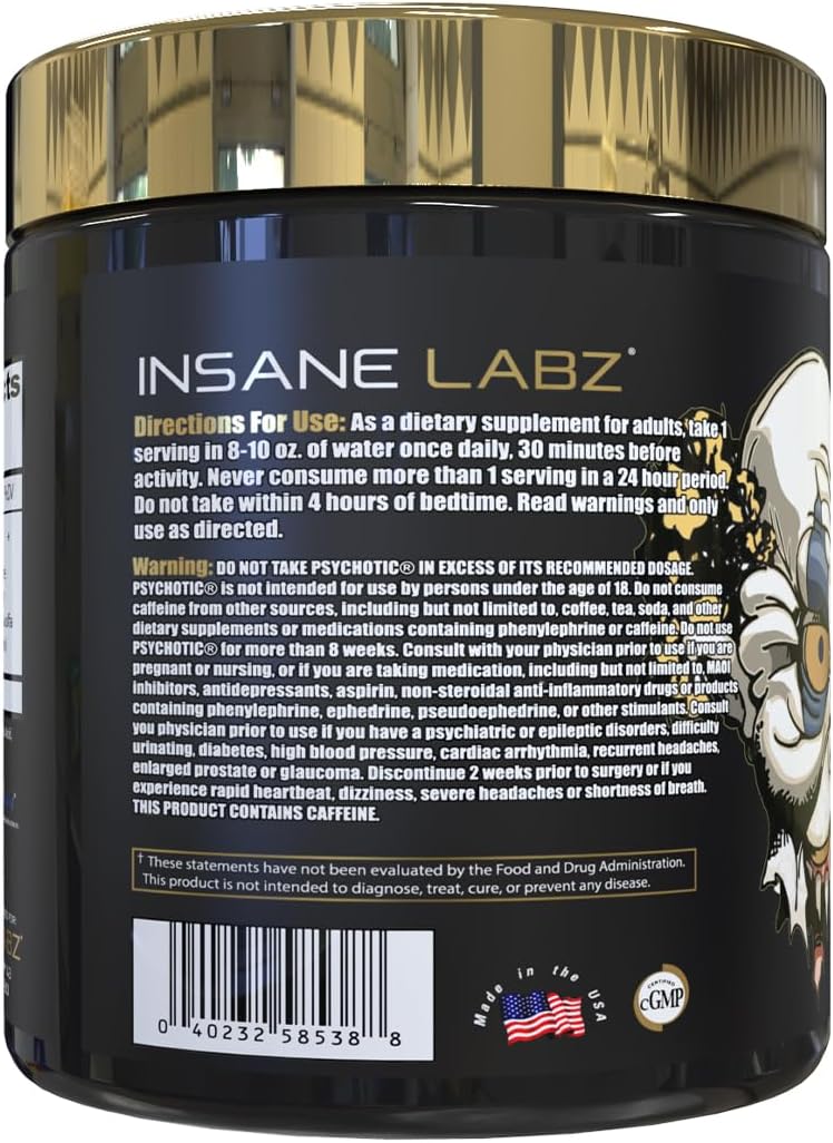 Psychotic GOLD Infused Pre-Workout USA - 357 grs / 60 servicios, sabores