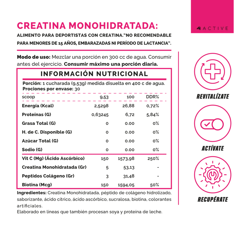 Creatina WOMEN + BEAUTY - 282 grs / 30 servicios, sabores