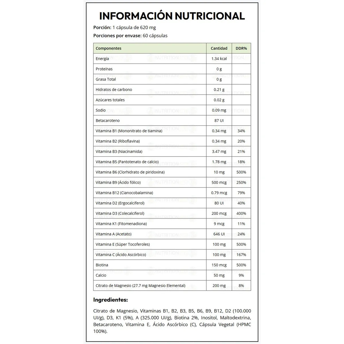 MULTIVITAMÍNICO Cápsula Vegetal - 60 caps / 60 servicios