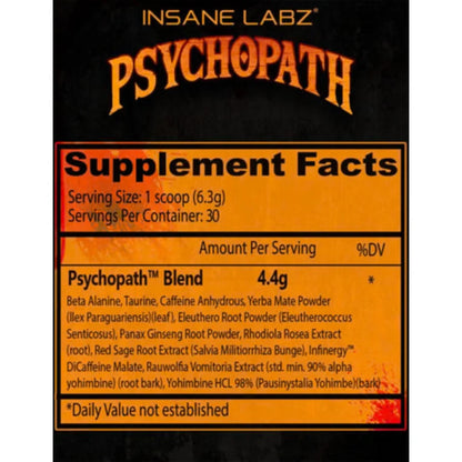 PSYCHOPATH USA - 187 grs / 30 servicios, sabores