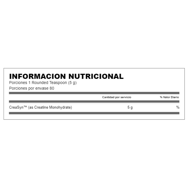 CREATINA MONOHYDRATE Pharmaceutical Grade – 400 grs / 80 servicios, unflavored