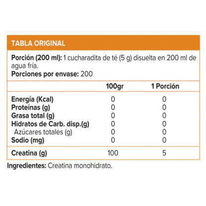 Creatina MONOHYDRATE Biovolumizing – 1000 grs / 200 servicios, unflavored