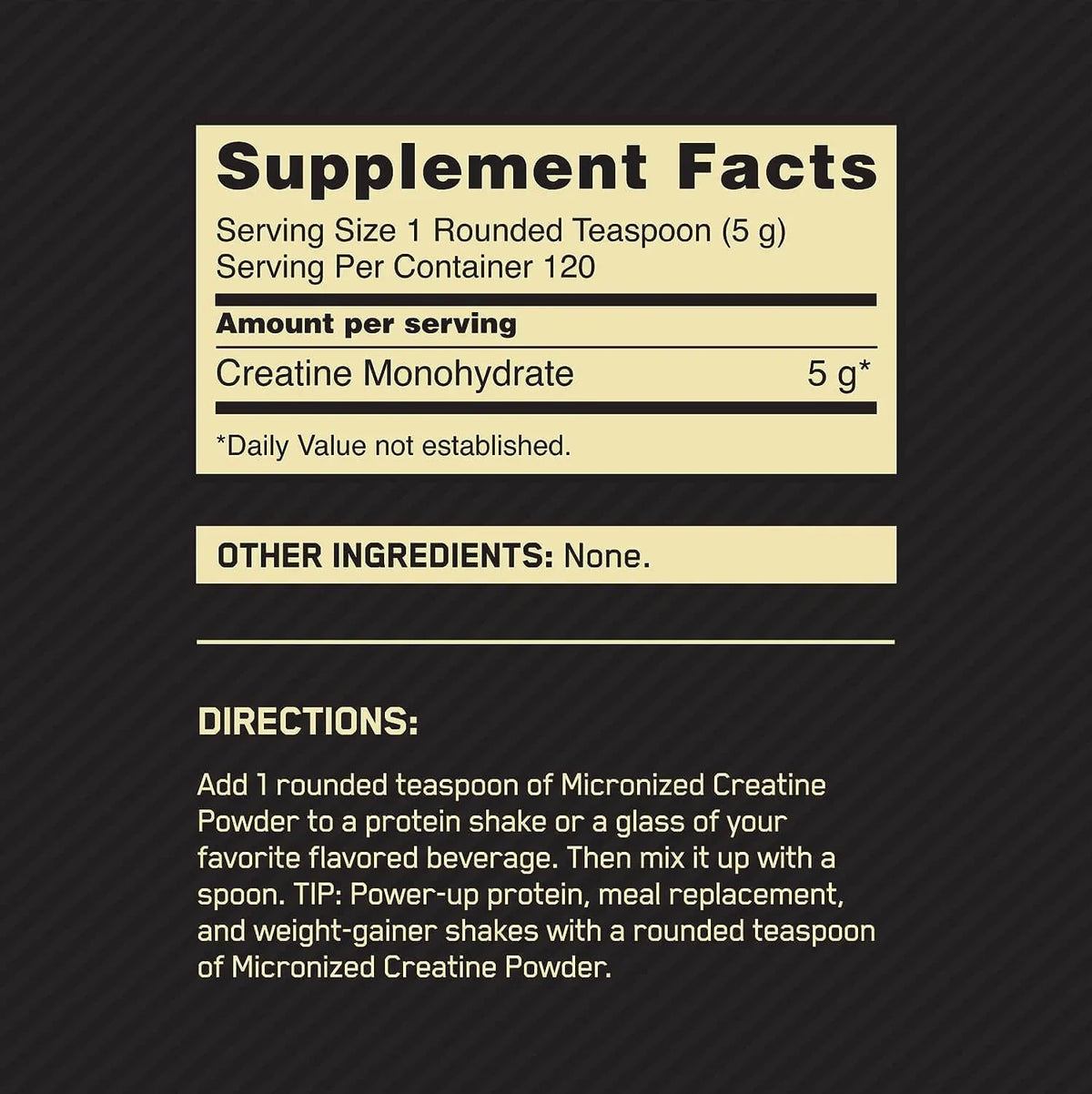 Creatina MICRONIZED Powder - 600 grs / 120 servicios, unflavored