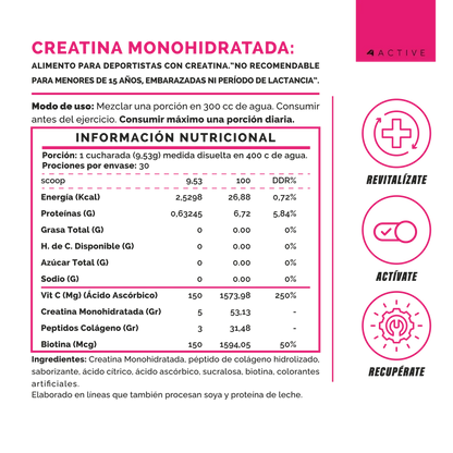 Creatina WOMEN + BEAUTY - 282 grs / 30 servicios, sabores
