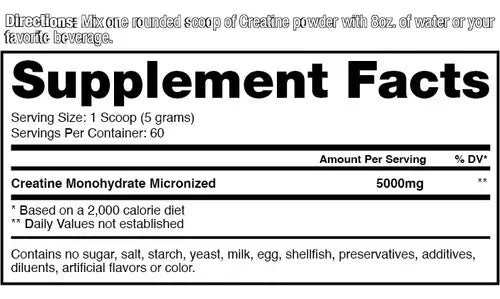 Creatina MONOHYDRATE Essentials - 300 grs / 60 servicios, unflavored