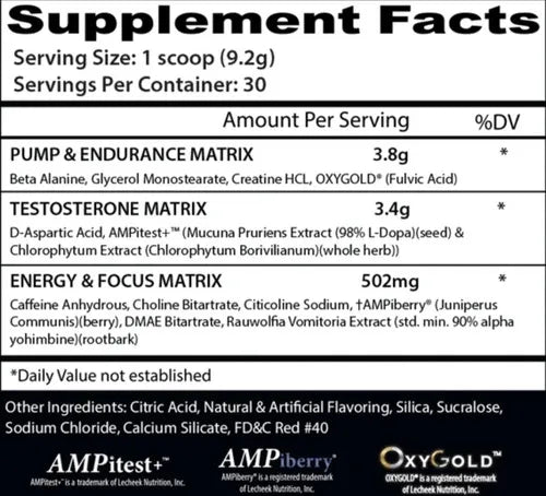 Psychotic TEST Infused Pre-Workout USA - 276 grs / 30 servicios, sabores