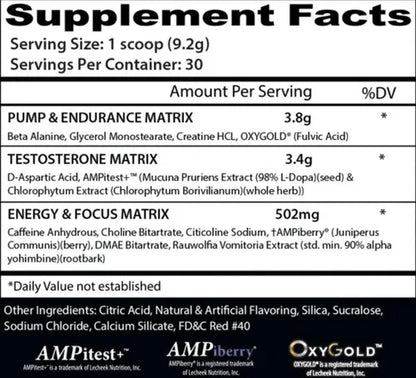 Psychotic TEST Infused Pre-Workout USA - 276 grs / 30 servicios, sabores