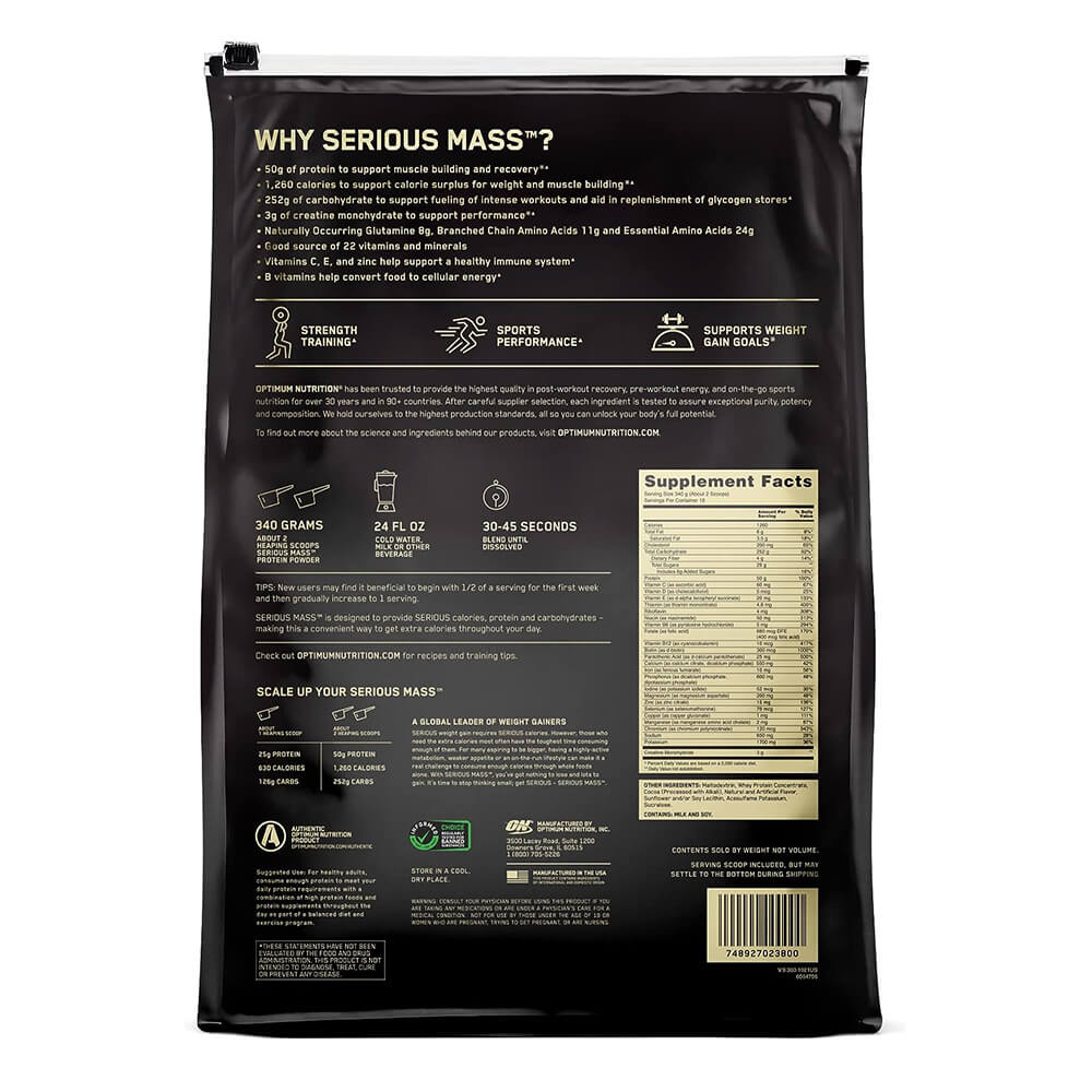 Serious MASS - 12 lbs / 16 servicios / Sabores
