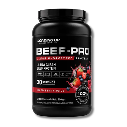 BEEF-PRO Clear Hydrolyzed Protein - 2 lbs / 30 servicios, (TEXTURA DE JUGO), sabores