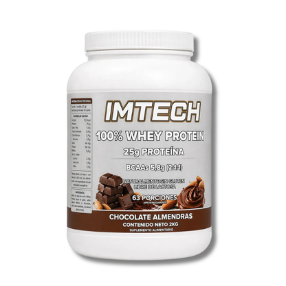 100% WHEY PROTEIN (SIN Gluten / Lactosa) - 2 kgs / 63 porciones, sabores