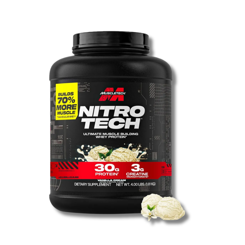 NITROTECH Whey Protein (C/CREATINA) - 4 lbs / 41 servicios, sabores