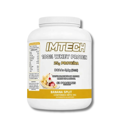 100% WHEY PROTEIN (SIN Gluten / Lactosa) - 2 kgs / 63 porciones, sabores