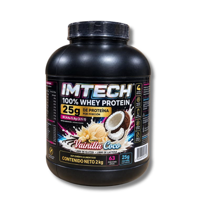 100% WHEY PROTEIN (SIN Gluten / Lactosa) - 2 kgs / 63 porciones, sabores