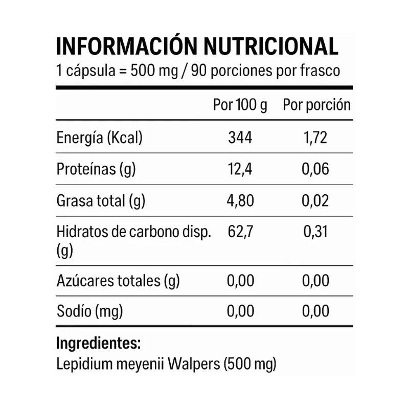 MACA NEGRA Peruana 500 mg - 90 caps / 90 servicios