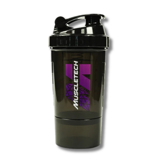 Shaker MUSCLETECH c/batidor & 2 compartimientos (POLVO/PASTILLERO) Black - 500 ml