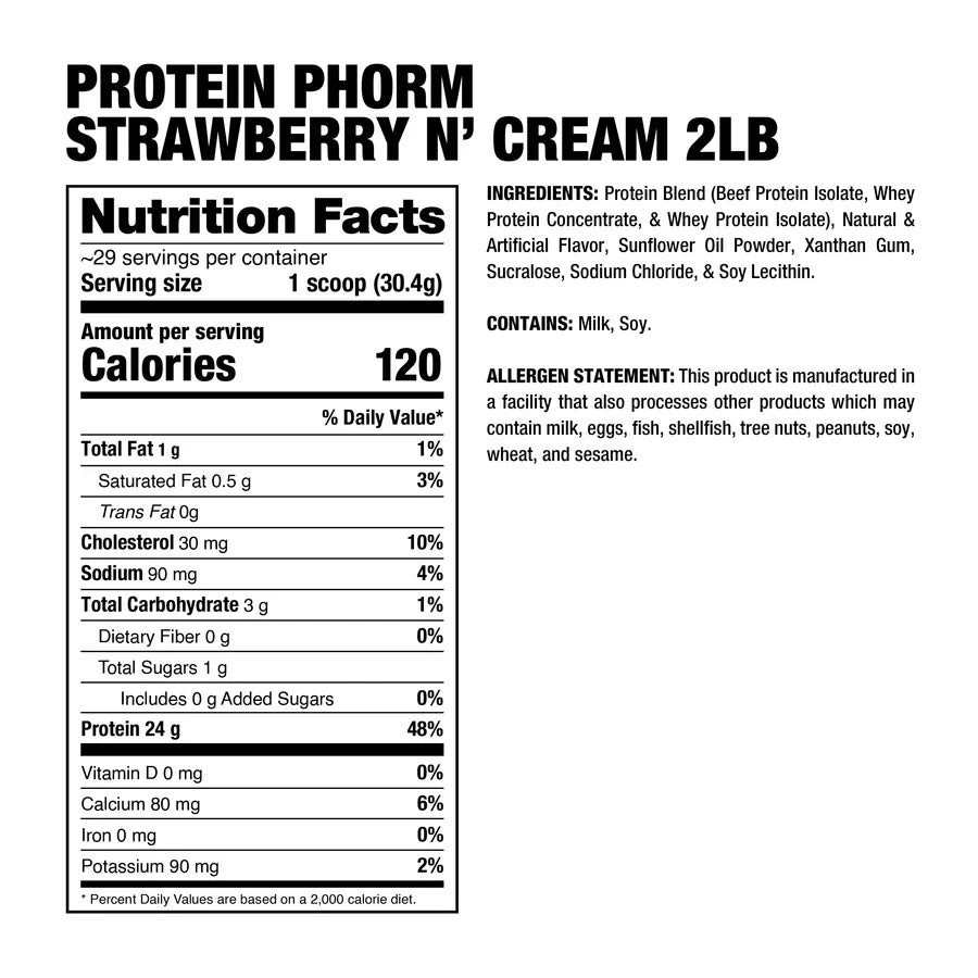 Protein PHORM Beef + Whey Hybrid Protein Matrix - 2 lbs / 29 servicios, sabores