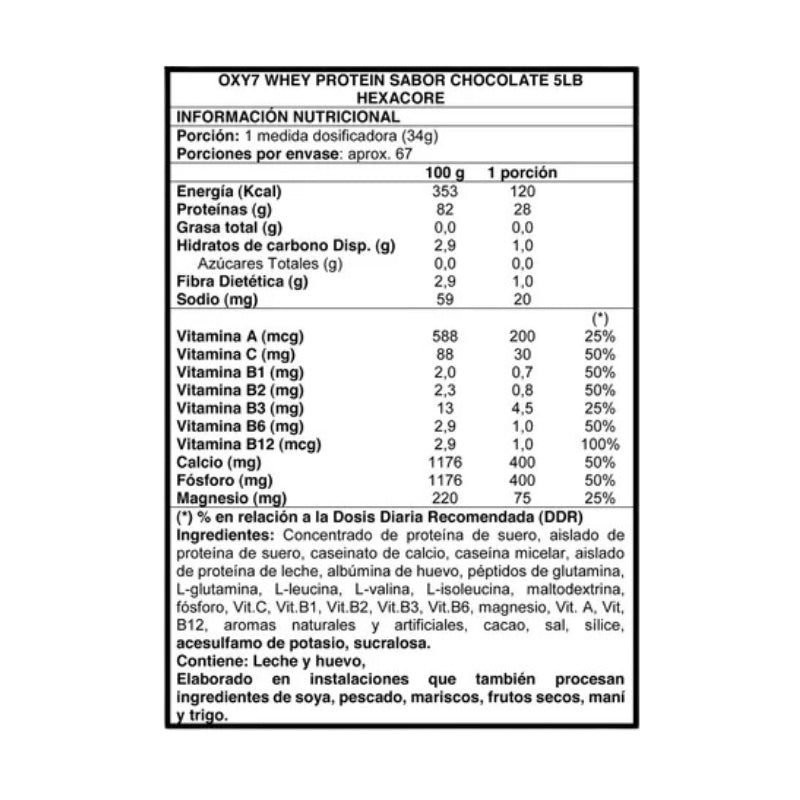OXY 7 Whey Protein – 5 lbs / 67 servicios, sabores