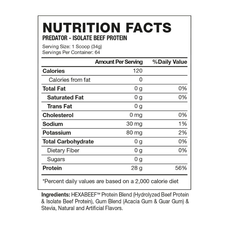 PREDATOR Isolate BEEF Protein – 4.8 lbs / 64 servicios, sabores