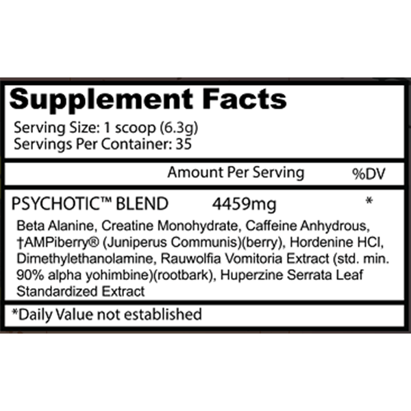 Psychotic RED Infused Pre-Workout USA / 35 servicios, sabores