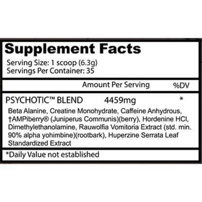 Psychotic RED Infused Pre-Workout USA / 35 servicios, sabores