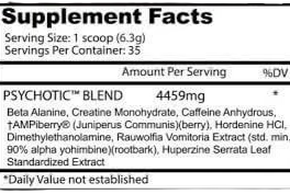 Psychotic RED Infused Pre-Workout USA - 366 grs / 60 servicios, sabores