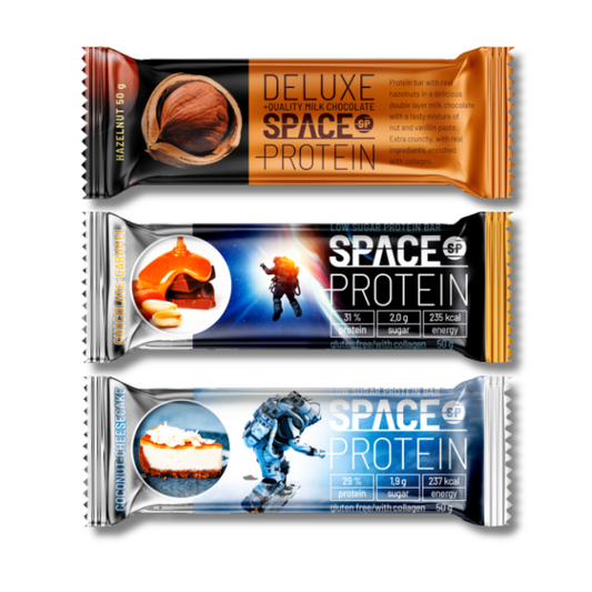 SPACE 16 grs Protein Bar – 24 unidades / 50 grs, mix 3 sabores