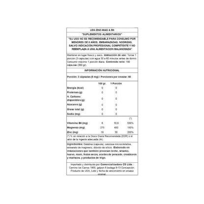 ZINC-MAG & B6 (ZMA) - 180 caps / 60 servicios