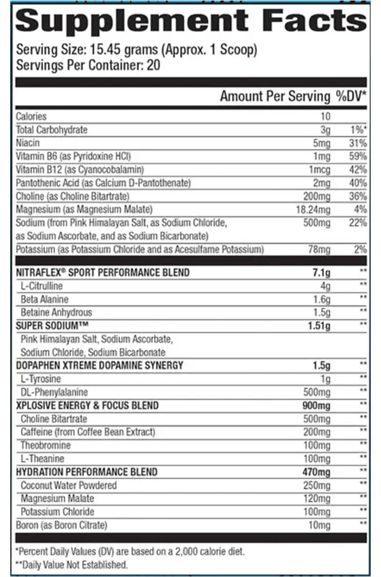 Nitraflex EXTREME SPORT Performance Pre-Workout Powder USA - 309 grs / 20 servicios, sabores