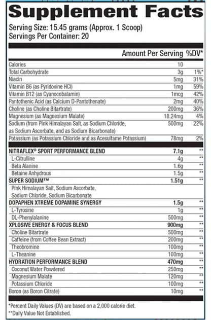 Nitraflex EXTREME SPORT Performance Pre-Workout Powder USA - 309 grs / 20 servicios, sabores