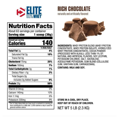 ELITE 100% WHEY Protein - 5 lbs / 67 servicios, sabores